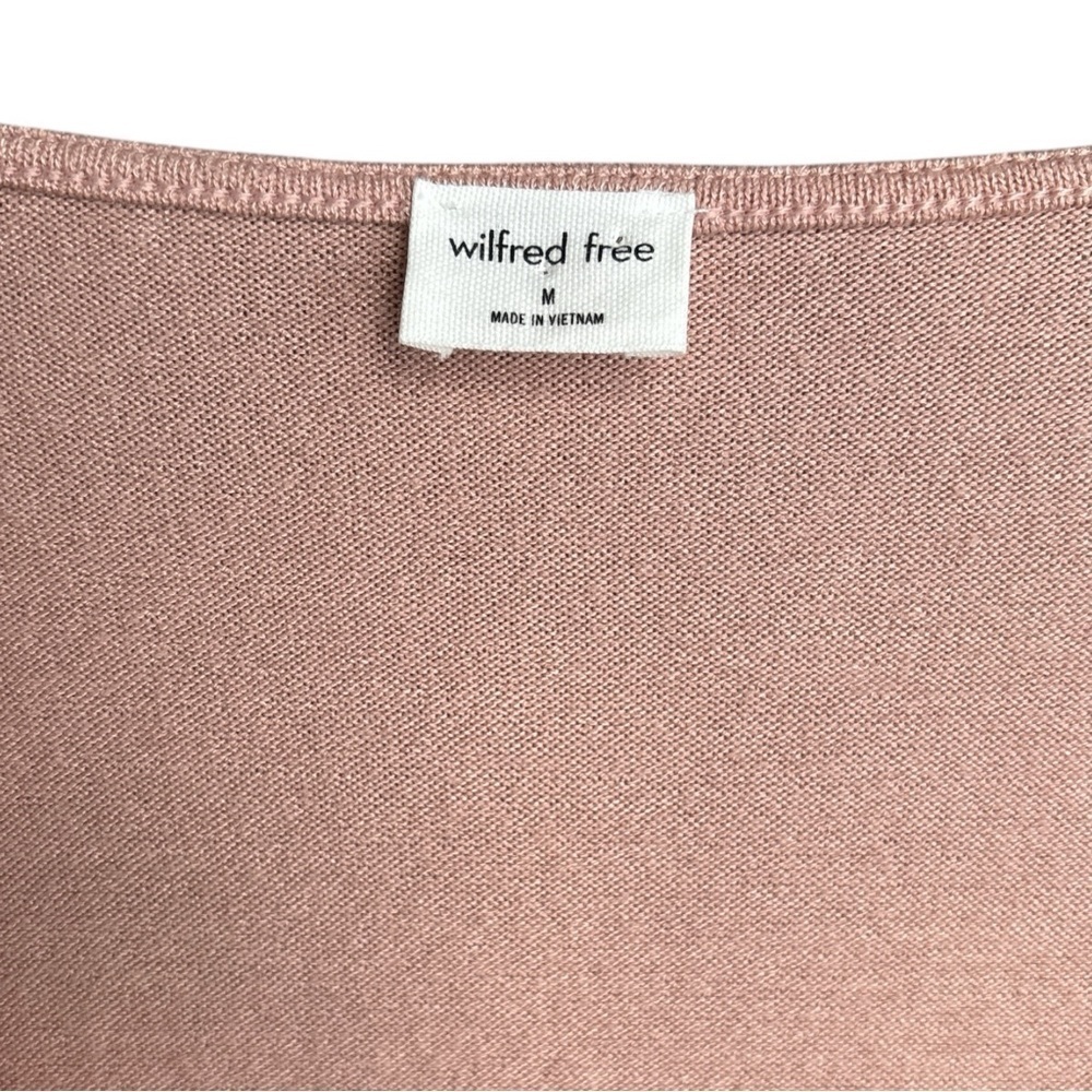 Wilfred Free Aritzia Lynx Long Sleeve Crop Ruched Front Tie Knit Top Size M Pink - Picture 5 of 8